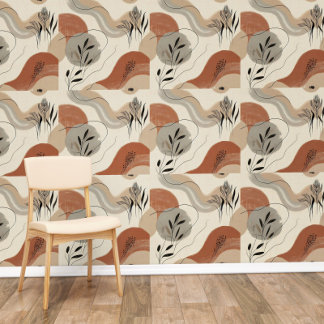 Modern Minimalist Organic Abstract Shapes Pattern Wallpaper
