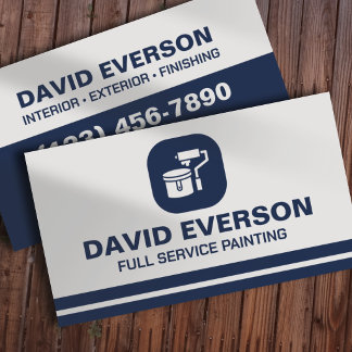 Modern Minimalist Painting Services Navy Blue Business Card
