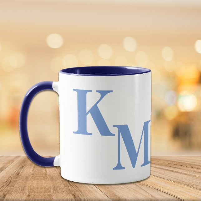 Modern Minimalist Pale Blue Letter Monogram Mug (Creator Uploaded)