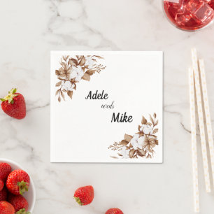 Modern Minimalist Pampas Grass Bouquet Wedding Napkin