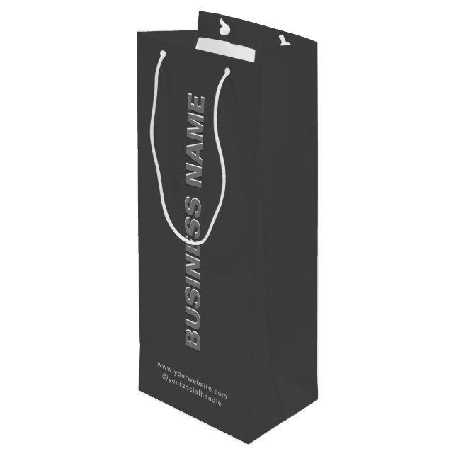 Modern Minimalist Paper WIne Bag With Company Name (Back Angled)