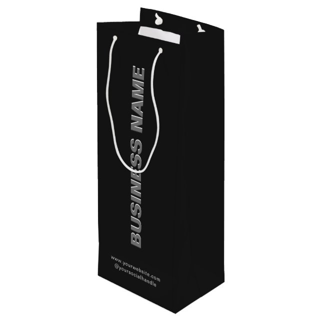 Modern Minimalist Paper WIne Bag With Company Name (Back Angled)