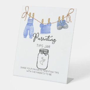Modern minimalist Parenting tips Jar Baby Shower Pedestal Sign