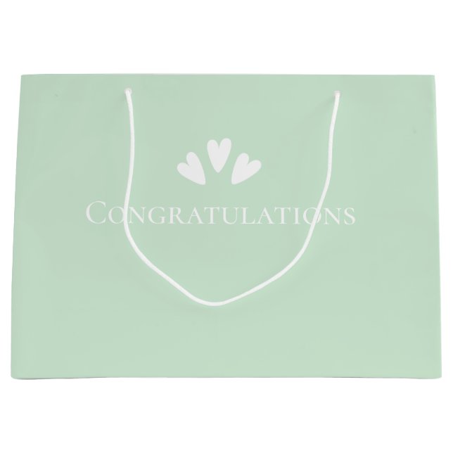 Modern Minimalist Pastel Green Congratulations Large Gift Bag (Front)