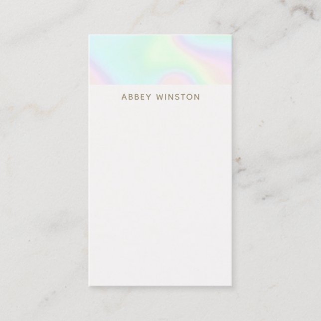 Modern Minimalist Pastel Holograph Business Card (Front)