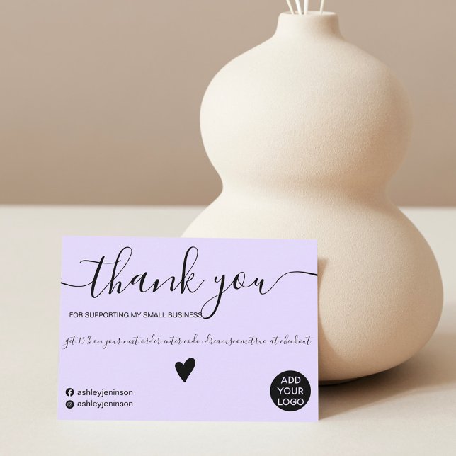 Modern minimalist pastel lavender order thank you (Creator Uploaded)
