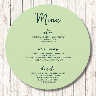 Modern Minimalist Pastel Wedding Table Circle Menu