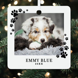 Modern Minimalist Paw Print Dog Pet Photo Metal Tree Decoration