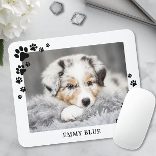 Modern Minimalist Paw Print Dog Pet Photo Mouse Pad