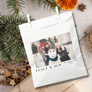 Modern Minimalist Peace & Joy Photo Favour Bag