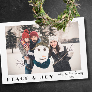 Modern Minimalist Peace & Joy Photo Holiday Card