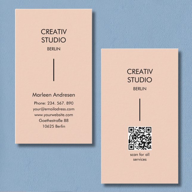 Modern Minimalist Peach Beige Black Business Card (Modern Minimalist Peach Beige Black Business Card)