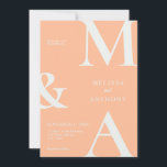 Modern Minimalist Peach Wedding Invitation<br><div class="desc">Modern Minimalist Peach Wedding Invitation. Features bold monogram typography and minimal graphic design. Personalise text with all the details of your special day.</div>