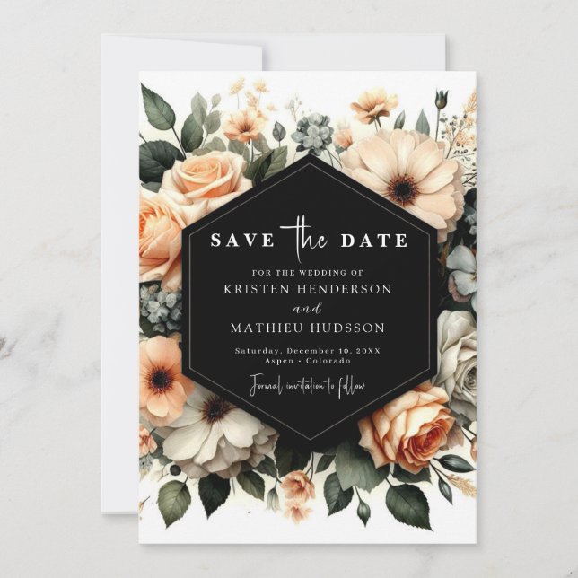 Modern Minimalist Peach Wedding  Save The Date (Front)