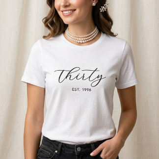 Modern Minimalist Pearl Milestone Birthday Tri-Blend Shirt