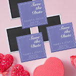 Modern Minimalist Periwinkle & White Save The Date Magnet<br><div class="desc">Pretty,  modern,  minimalist ,  trendy Save the Date magnet design has a periwinkle blue and white colour theme (2022 Pantone Colour  Very Peri)</div>