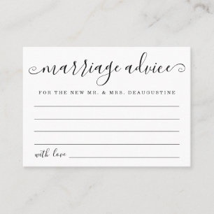 Modern Minimalist Personalise Marriage Advice Card