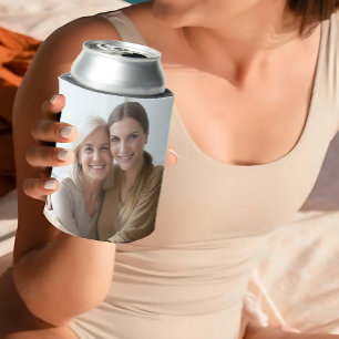 Modern Minimalist Personalised 2 Photo Can Cooler