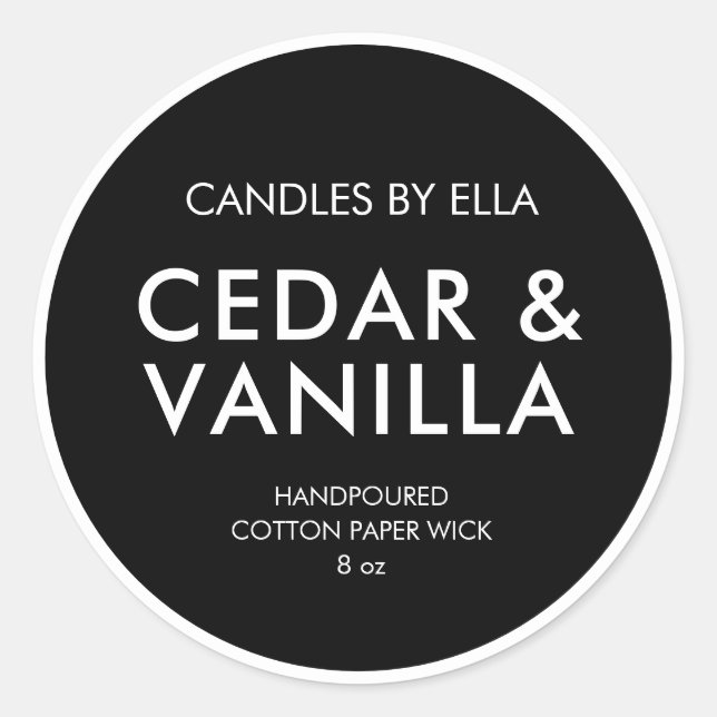 Modern Minimalist Personalised Candle Labels (Front)