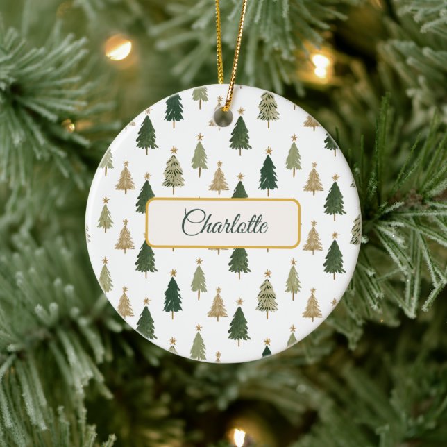 Modern Minimalist Personalised Christmas Ornament (Tree)