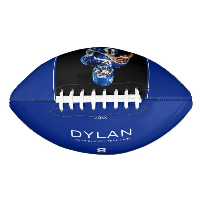Modern Minimalist Personalised Keepsake Blue Football (Front)
