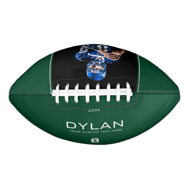 Modern Minimalist Personalised Keepsake Green Football (Front)