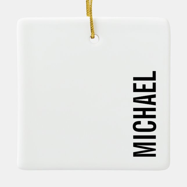 Modern Minimalist Personalised Name Ceramic Ornament (Front)