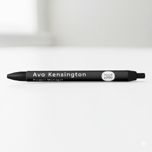 Modern Minimalist Personalised Name & Logo Black  Ink Pen