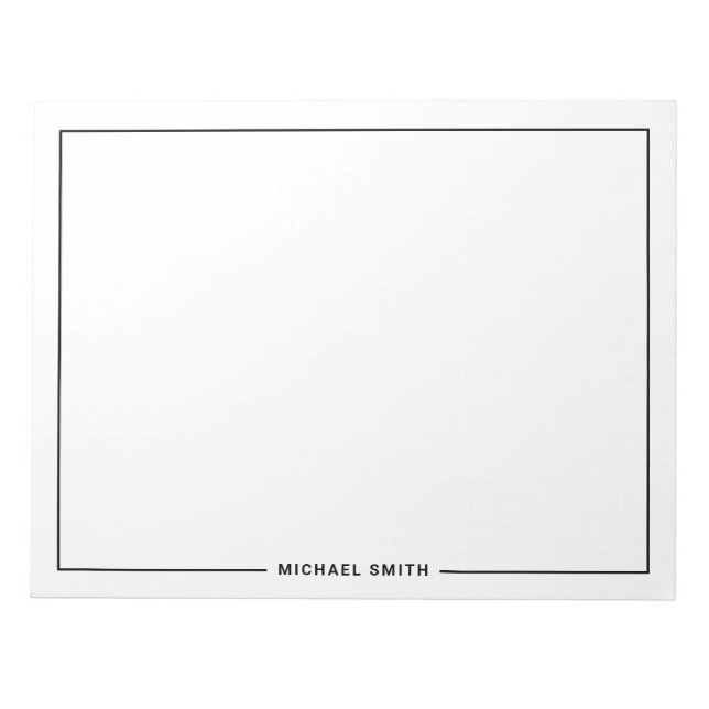 Modern Minimalist Personalised Name Notepad (Front)