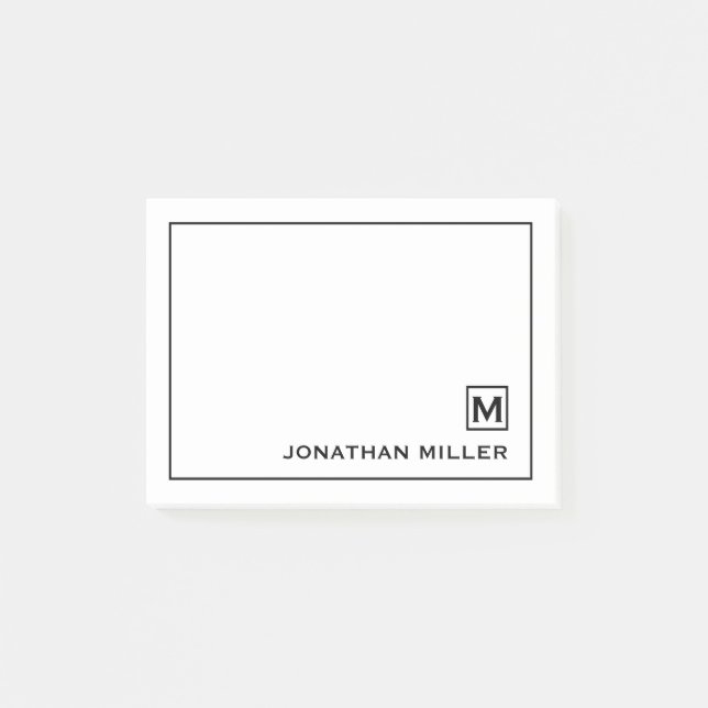 Modern Minimalist Personalised Name Post-it Notes (Front)