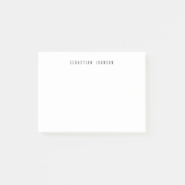 Modern Minimalist Personalised Name Stationery Post-it Notes (Front)