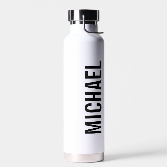 Modern Minimalist Personalised Name Water Bottle (Left)