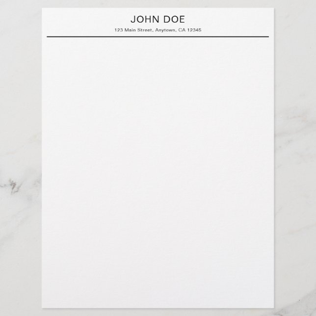 Modern Minimalist Personalised Office Letterhead (Front)