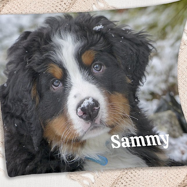 Modern Minimalist Personalised Pet Dog Photo Fleece Blanket (Creator Uploaded)
