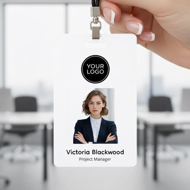 Modern Minimalist Personalised Photo ID Badge (Creator Uploaded)