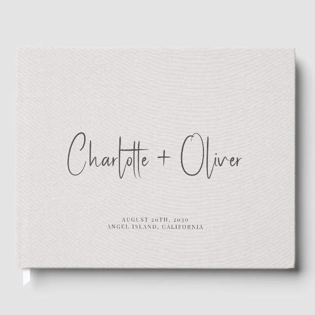 Modern Minimalist Personalised Wedding Guest Book (Front)
