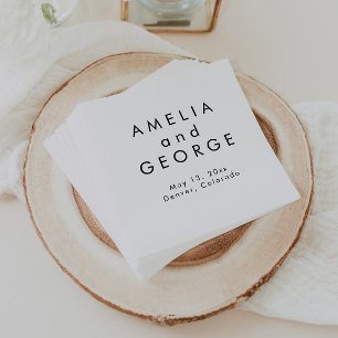 Modern Minimalist Personalised Wedding  Napkin