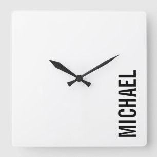 Modern Minimalist Personalized Name Square Wall Clock