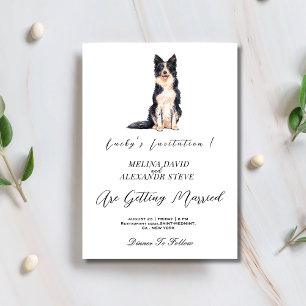 Modern minimalist pet dog photo wedding  invitation
