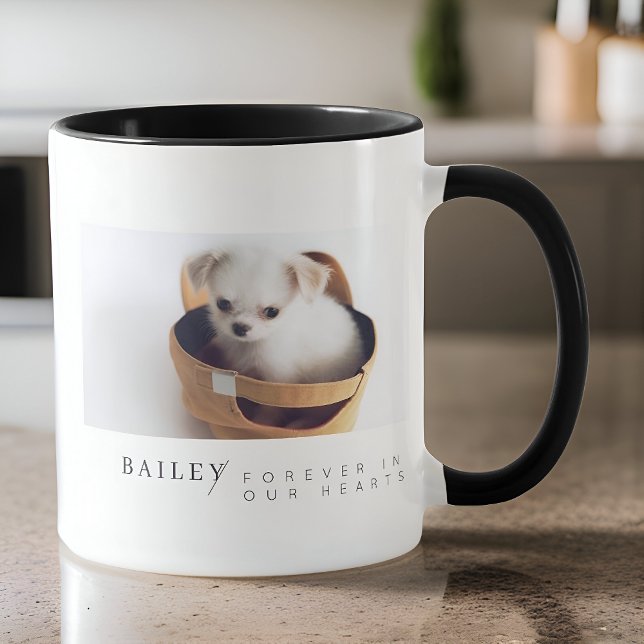 Modern Minimalist Pet Photo Forever In Our Hearts Mug (Creator Uploaded)