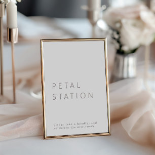 Modern Minimalist Petal Station Wedding Sign Invitation
