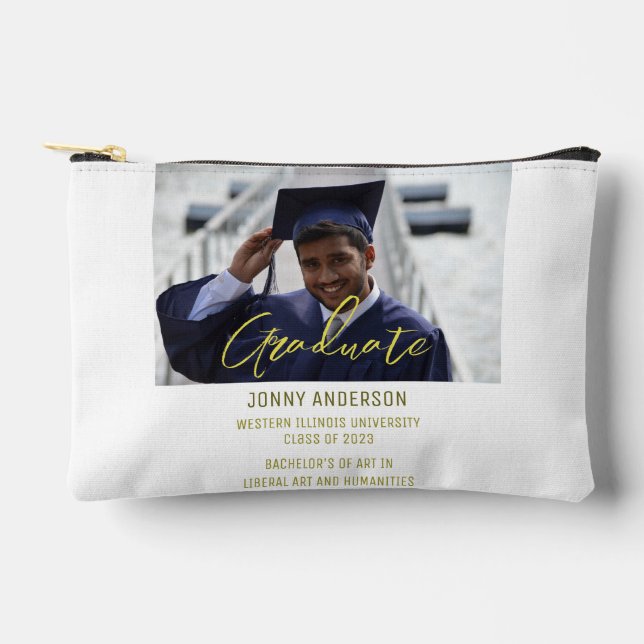 Modern Minimalist Photo and Script Accessory Pouch (Front)