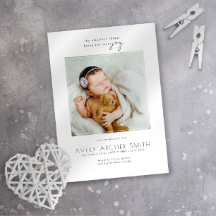 Modern Minimalist Photo Baby Birth Announcement