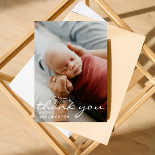 Modern Minimalist Photo Baby Shower New Baby Thank You Card