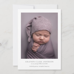 Modern Minimalist Photo Birth Announcement