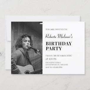 Modern minimalist photo birthday invitation