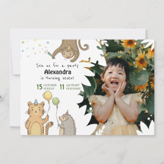 Modern Minimalist Photo Birthday Invitation card