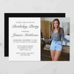Modern Minimalist Photo Birthday Party Invitation