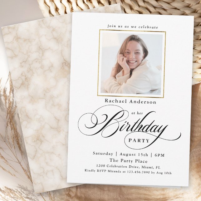Modern Minimalist Photo Birthday Party Invitation (Creator Uploaded)