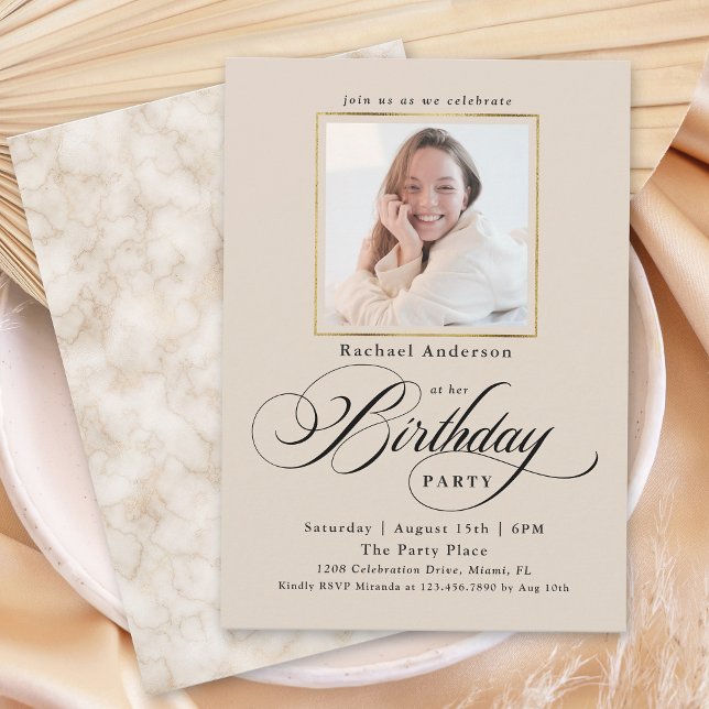 Modern Minimalist Photo Birthday Party Invitation (Creator Uploaded)
